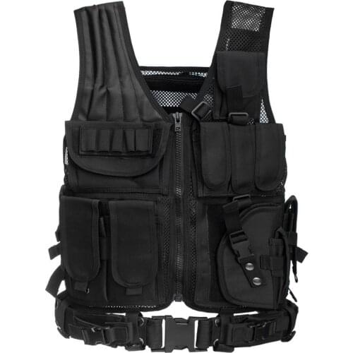 Tactical MOLLE Airsoft Vest Adjustable Paintball Combat Training Vest Detachable for Hunting Mountaineering Outdoors