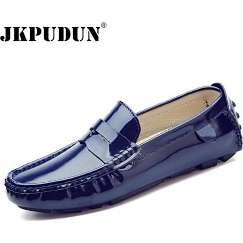 JKPUDUN Men Casual Shoes Luxury Brand 2018 Split Leather Fashion Boat Shoes Men Italian Slip On Loafers Moccasins Zapatos Hombre