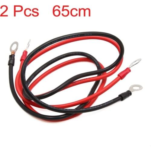 Uxcell 2pcs 52cm 62cm 65cm Length 6mm Hole Dia Battery Inverter Wire Power Transfer Cable for Car