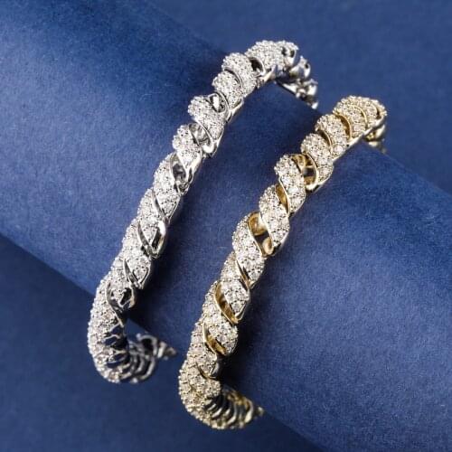 Hip Hop AAA CZ Stone Paved Bling Iced Out Twist Rope Chain Bracelets Personality Men Rapper Jewelry Drop Shipping
