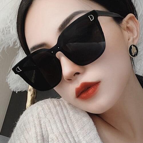 2021 Big Frame D Vintage Cateye Sunglasses Women Brand Design Ocean Lens Retro Eyeglasses Shopping Oculos De Sol Feminino UV400