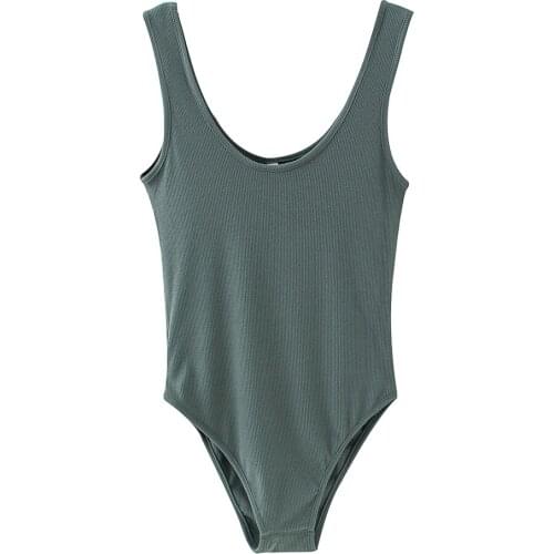 2020 autumn womens new sexy V-neck sleeveless wild slim slim bottom chest vest threaded jumpsuit