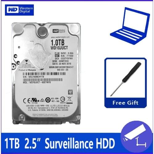 WD10JUCT 1TB 1000G 2.5" surveillance Hard Disk Drive HDD HD Harddisk Notebook Laptop Monitor 16M 5400 RPM 9.5mm FOR DVR NVR CCTV