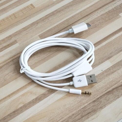1.5m 30 pin USB charger cable with AUX 3.5mm for Apple iphone4 4s ipod ipad 2 3 USB Cable Charging Sync Data Transfer adapter