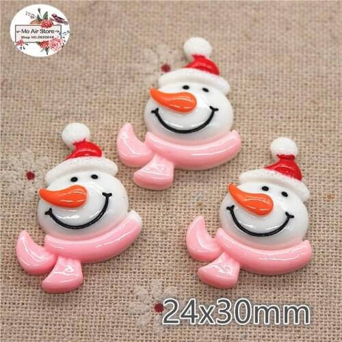 10pcs Christmas snowman Resin flatback Cabochon Art Supply Decoration Charm Craft DIY hair bow center craft