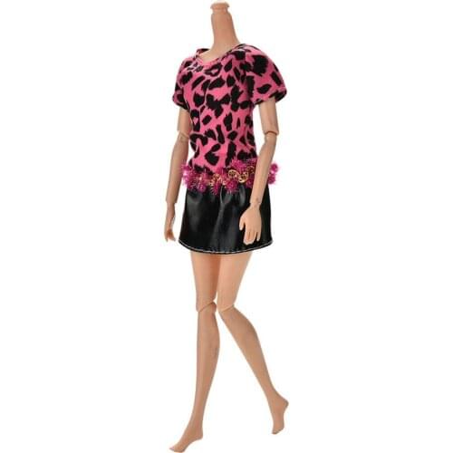 12.5cm Short Sleeve Casual Leopard Printed Handmade Dresses for Dolls Summer Style Dress Doll Accessories