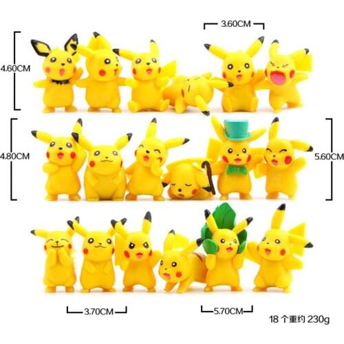 18Pcs/Set 6Pcs/Set Pokemon Action Figures Pikachu Dolls PVC Collectible Decoration Toys For Children Gift