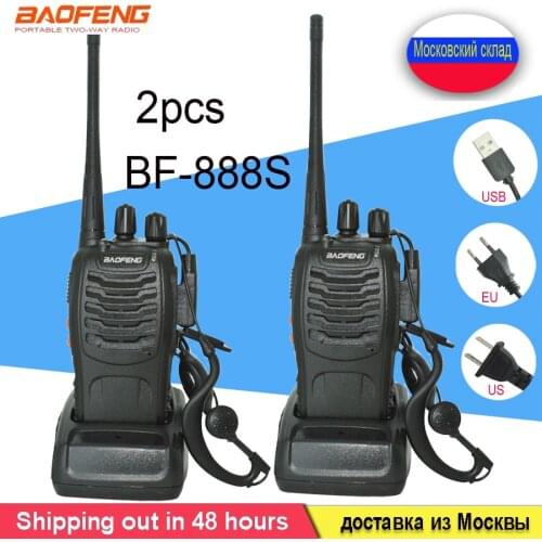 2Pcs/set baofeng BF-888S Walkie Talkie Portable radio station BF888s 5W BF 888S Comunicador Transmitter Transceiver radio set