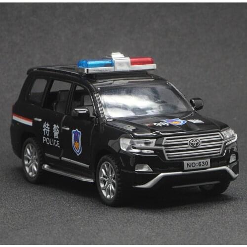 2019 Toyota Luze Police Car 6 Door Police Car Model Toy Alloy Pull Back Sound and Light Car Model for children gifts