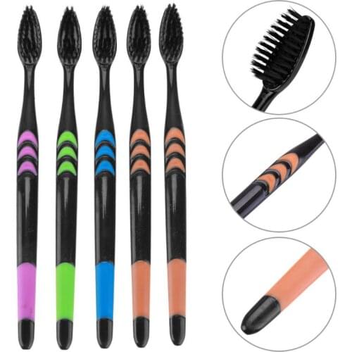 5/10PCS 2 piece travel set Ultra Soft Charcoal Nano Toothbrush Black Dental Personal Care Teeth Brush