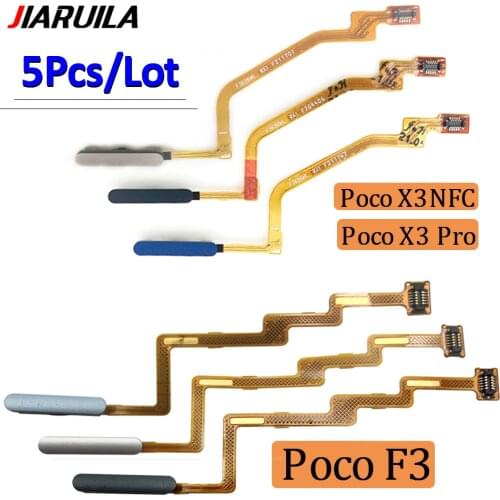5Pcs/Lot,For Xiaomi Poco X3 NFC Home Button Fingerprint Menu Return Key Sensor Fingerprint Scanner Flex Cable