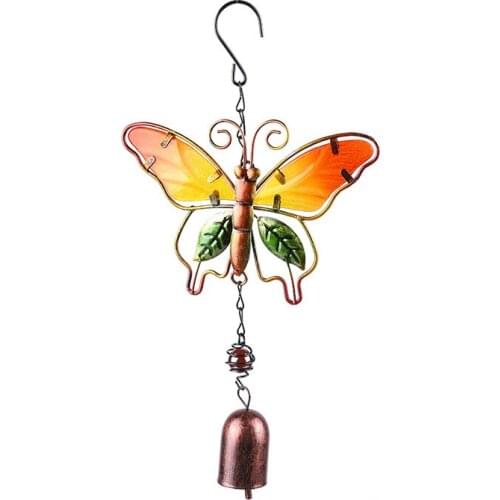 Butterfly Wind Chime Metal Wind Bell Crafts Glass Painted Ornaments Creative Hanging Campanula Decoration Crafts Dream Catchers