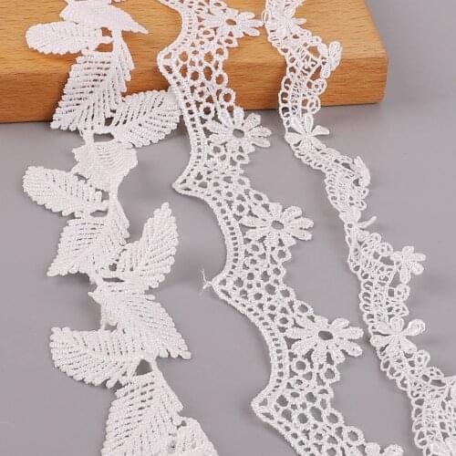 White Flower Leaf Bow Lace Trim Patchwork Material Polyester Embroidery Lace Ribbon for DIY Garment Sewing Accessories
