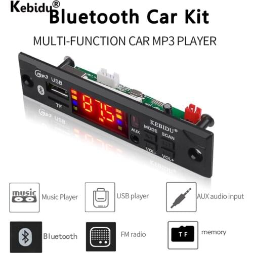 Kebidu Wireless Bluetooth MP3 WMA Decoder Board 5V 12V MP3 Player Car Audio USB TF FM Radio Module For Car