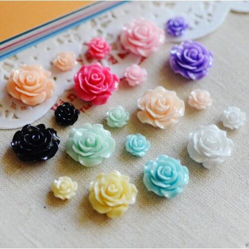 50Pcs Mixed Size Resin Flower Decoration Crafts Kawaii Bead Flatback Cabochon Fridge Magnet Scrapbook DIY Accessories Buttons