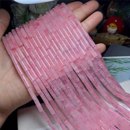Natural rose crystal Gemstone Beads 13*4mm Cylinder Loose Spacer Beads for Jewelry Making DIY Bracelet Charms Accessories