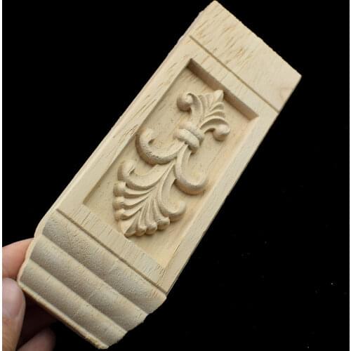 Long Carving Natural Wood Appliques for Furniture Cabinet Unpainted Wooden Mouldings Decal Vintage Home Decor Decorative