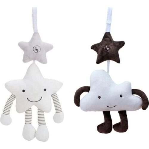 FBIL-2Pcs Baby Toys Starfish & Clouds Infant Puppets Toy Baby Trolley Bed Wind Chimes Rattles Hanging Bell Pacify Toy