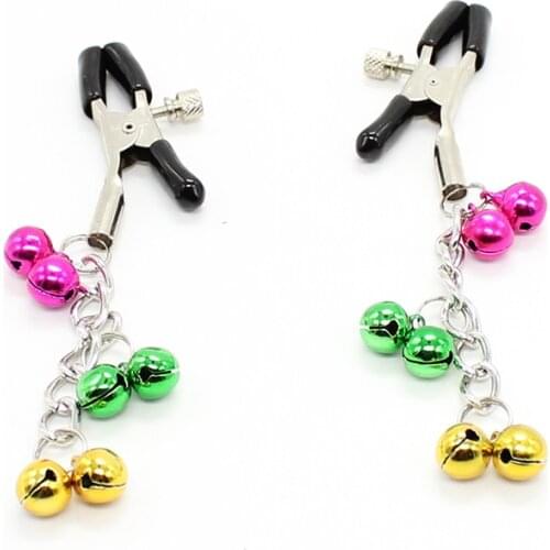 2Pcs/Pair Breast Torture Nipples Clamp with 6 bells Adult game Slave Fetish novelty Toy