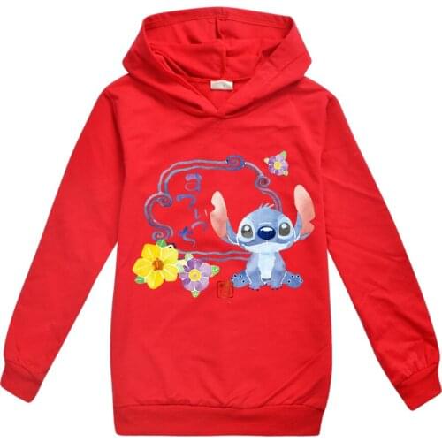 STITCH Fall Clothes for Kids Cotton Hot Selling Childrens Sweater Hoodie Teenage Hooded Girls Shirt Boys Tshirt