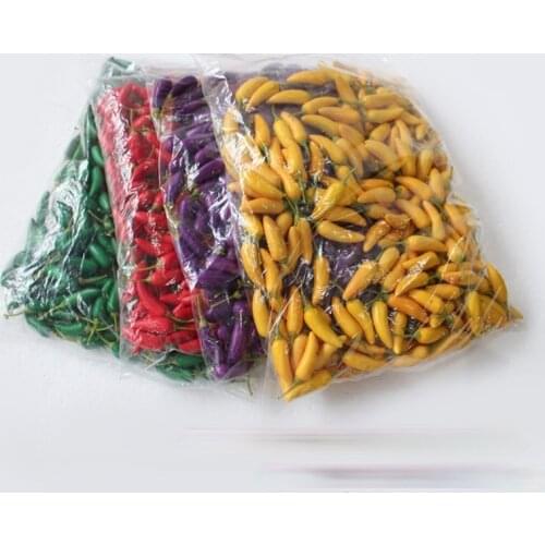Artificial Foods & Vegetables 200pcs Fake Chili Green Yellow Peppers for Restaurant Christmas Kitchen Decor Simulation Eggplant