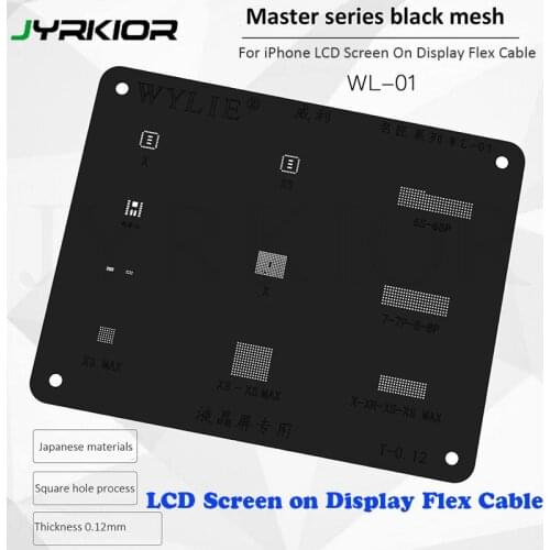 Jyrkior LCD Screen On Display Flex Cable Planting Tin Mesh BGA Reballing Black Stencil Template For iPhone 6/6s/7/8/X XS MAX XR