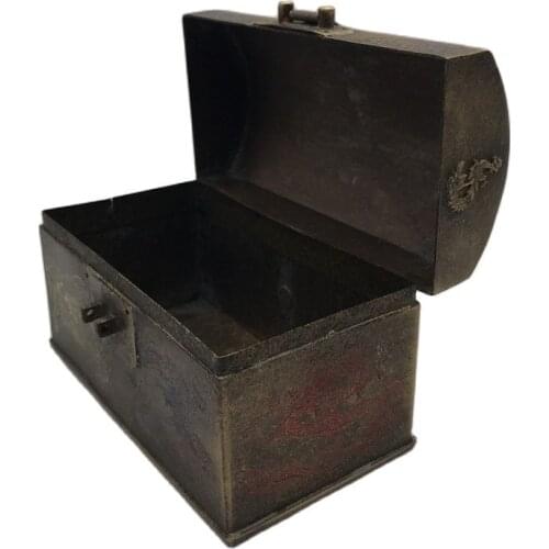 Chinese Old Copper Collection Pure Copper Shuanglong Jewelry Box