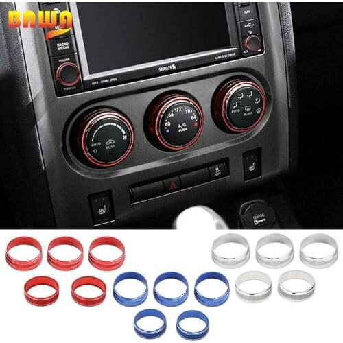 BAWA Aluminum Alloy Air Conditioning Switch Button Knob Decoration Ring Stickers for Dodge Challenger 2009-2014 Car accessories
