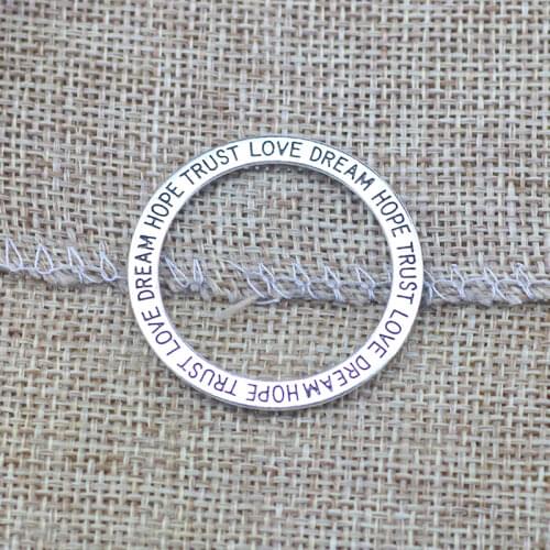 20 Pieces/Lot 36*36mm Antique Silver Plated Alloy Letter circular ring Charms Pendant For Diy Jewelry Making
