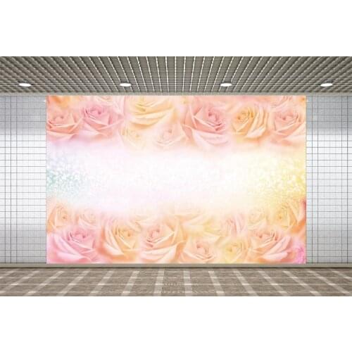 Lyavshi Baby Shower Pink Flowers Light Spot Vinyl Family Party Decor Photo Studio Decoration Props Photography Background