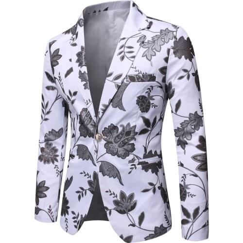 Printed blazer mens Korean style trendy streetwear mens casual wear jacket mens slim suit jacket/ wedding blazer men