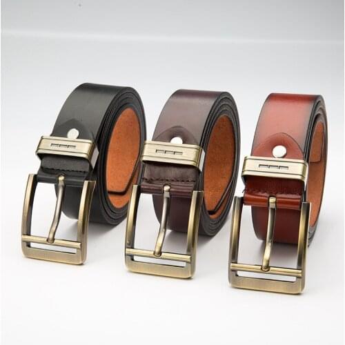 2021 Whole cow Genuine Leather Luxury Strap Male Belts For Men New Fashion Classice Vintage Pin Buckle Leather Jeans Men Belt
