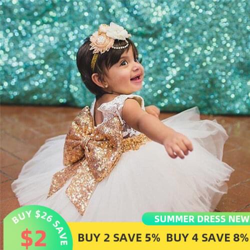 Fancy Girl Baby Clothing Infant Newborn Toddler 1st Birthday Outfits Big Bow Dresses for Girls Baptism Christening Gown Clothes