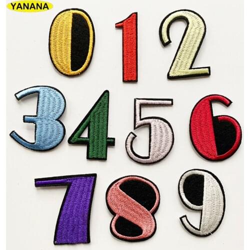 Number Embroidery Patches for T shirt Iron on Stripes Appliques Clothes Stickers Clothing Badges DIY clothing