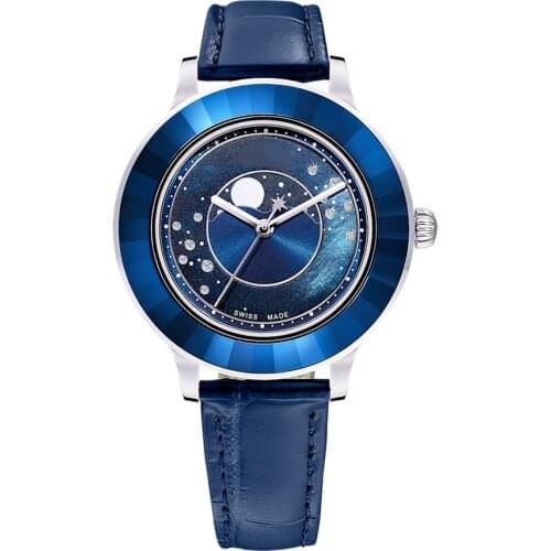 New fashion blue leather watchband mens business watch, free shipping, exclusive gift