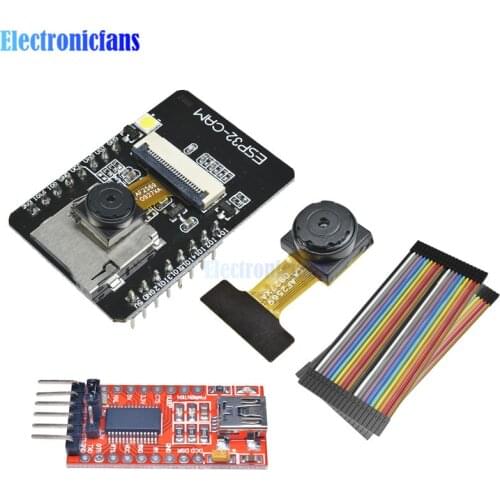 OV2640 2MP Camera Module ESP32-CAM WiFi Bluetooth Module FT232RL FTDI USB to TTL Serial Converter 40 Pin Jumper Wire for Arduino