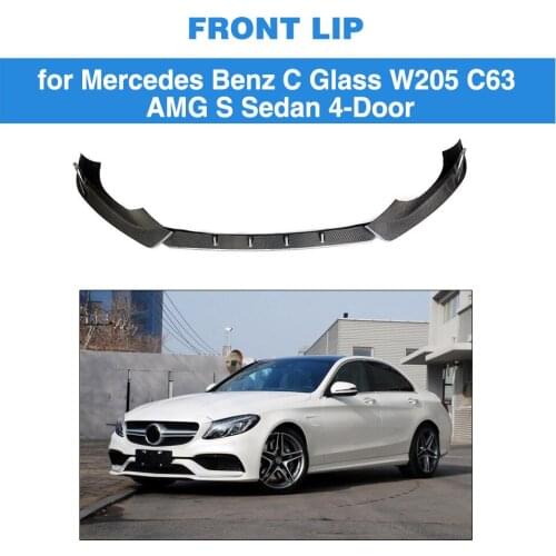 Front Bumper Lip For Mercedes-Benz W205 C63 AMG Sedan 2015 - 2018 Front Bumper Lip Splitters Carbon Fiber