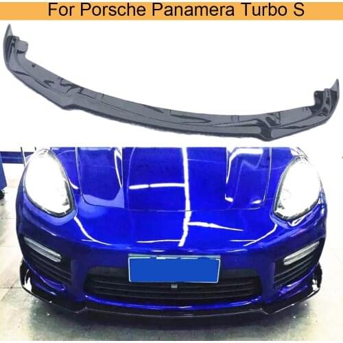 Car Front Lip Spoiler Splitters For Porsche Panamera Turbo S 2014-2016 Front Bumper Lip Spoiler Chin Apron Guard Carbon Fiber