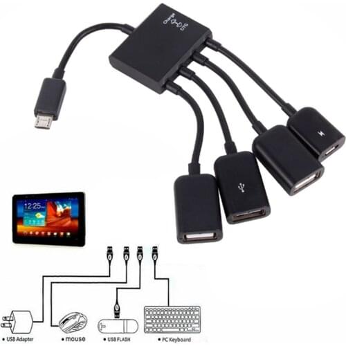 Rechargeable Micro USB Hub OTG Connector Spliter Power Charging Cable For Smart phone Computer Tablet PC Data Wire