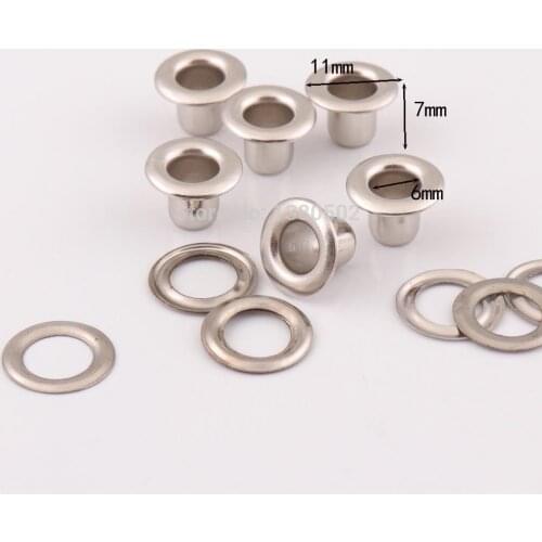 100pcs/lot 11*6*7mm silver color eyelet with washer Grommet for bag garment Scrapbooking Belt accessories