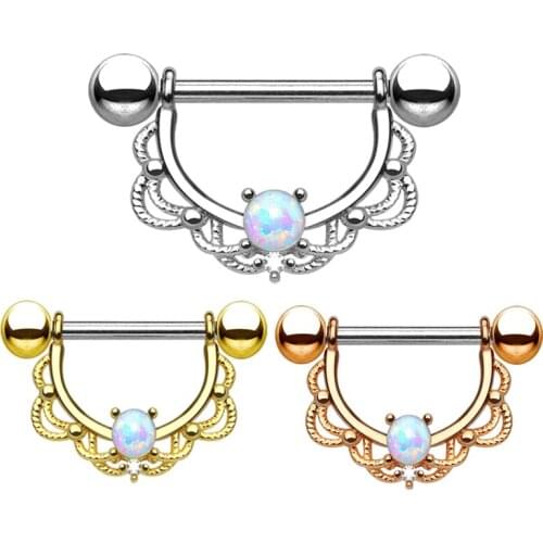 Girls Earrings Piercing Stainless Steel Opal Of Sexy And Stylish Straight Rod Nipple Rings Breast Nail Piercing Body Jewelry