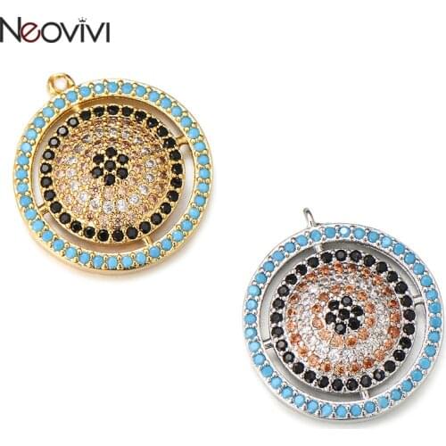 Neovivi Round Eye Charms for Jewelry Making Cubic Zirconia Pendants fit Women Men Necklaces Handmade Pave CZ Charm Accessories