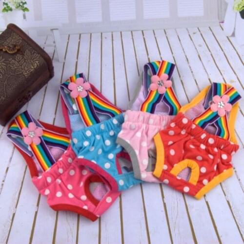 Pet Dog Shorts Dot Physiological Pants Sanitary Diaper Cute Panties Washable Female Menstruation Underwear Briefs for Dogs Cats