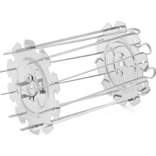 Kabob Skewers Stainless Steel Rotating Skewer BBQ Steel Metal Roaster Rotisserie Skewers Needle Cage Oven Kebab Maker Grill
