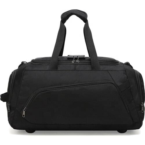 Factory hot sale foldable carry on with shoe compartment travel duffle bag