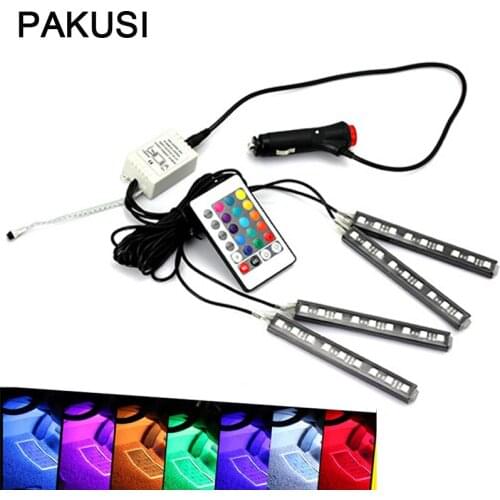 PAKUSI Car RGB LED DRL Strip Light with Remote Control Atmosphere Lamp For Audi a3 BMW e46 VW polo Lada Opel Volvo accessories