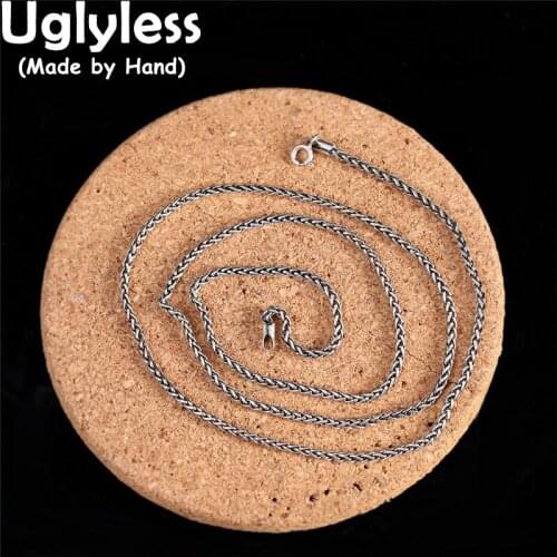 Uglyless 60CM Long Neutral Simple Crossed Chains Necklaces NO Pendants Thai Silver Real 925 Sterling Silver Links Chains Unisex