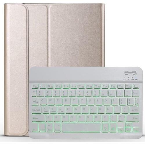 PU Leather Smart Case with 7 Colors LED Back-lit Bluetooth Keyboard for Apple iPad Air 10.5 2019 Pro 10.5 Tablet Cover+Pen