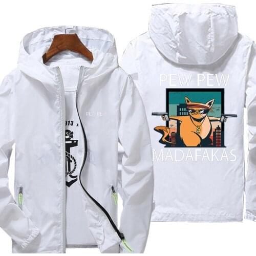 Pew Pew Madafakas Spring Autumn reflective zipper Windbreaker waterproof Jackets men street Hooded thin Coats