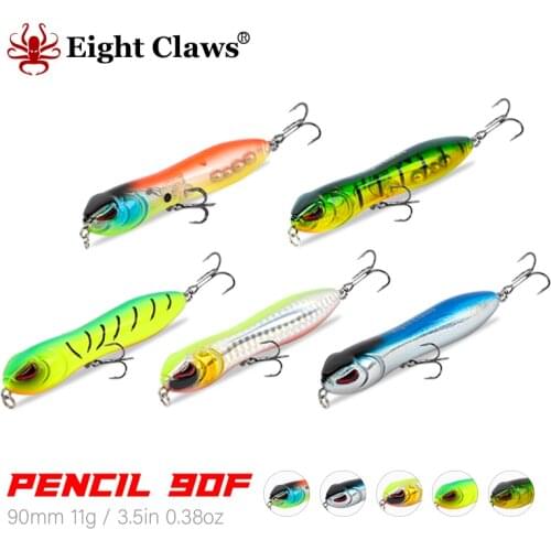 EIGHT CLAWS 90mm 11g Topwater Floating Pencil Fishing Lure Walkdog Swimbait Aritificial Hard Bait Wobbler Noise Stickbait